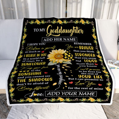Personalized To My Goddaughter Blanket From Godmother Uncle Be A Sunflower Goddaughter Birthday Gifts Graduation Christmas Customized Fleece Throw Blanket | teecentury