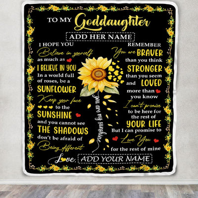 Personalized To My Goddaughter Blanket From Godmother Uncle Be A Sunflower Goddaughter Birthday Gifts Graduation Christmas Customized Fleece Throw Blanket | teecentury