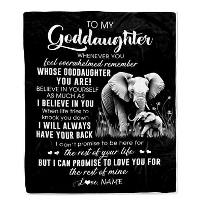 Personalized To My Goddaughter Blanket From Godmother Uncle Whenever You Feel Elephant Goddaughter Birthday Gifts Christmas Customized Fleece Throw Blanket | teecentury