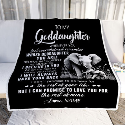 Personalized To My Goddaughter Blanket From Godmother Uncle Whenever You Feel Elephant Goddaughter Birthday Gifts Christmas Customized Fleece Throw Blanket | teecentury