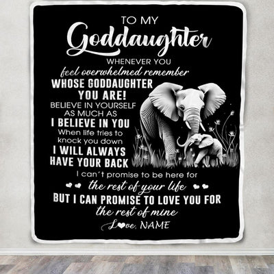 Personalized To My Goddaughter Blanket From Godmother Uncle Whenever You Feel Elephant Goddaughter Birthday Gifts Christmas Customized Fleece Throw Blanket | teecentury