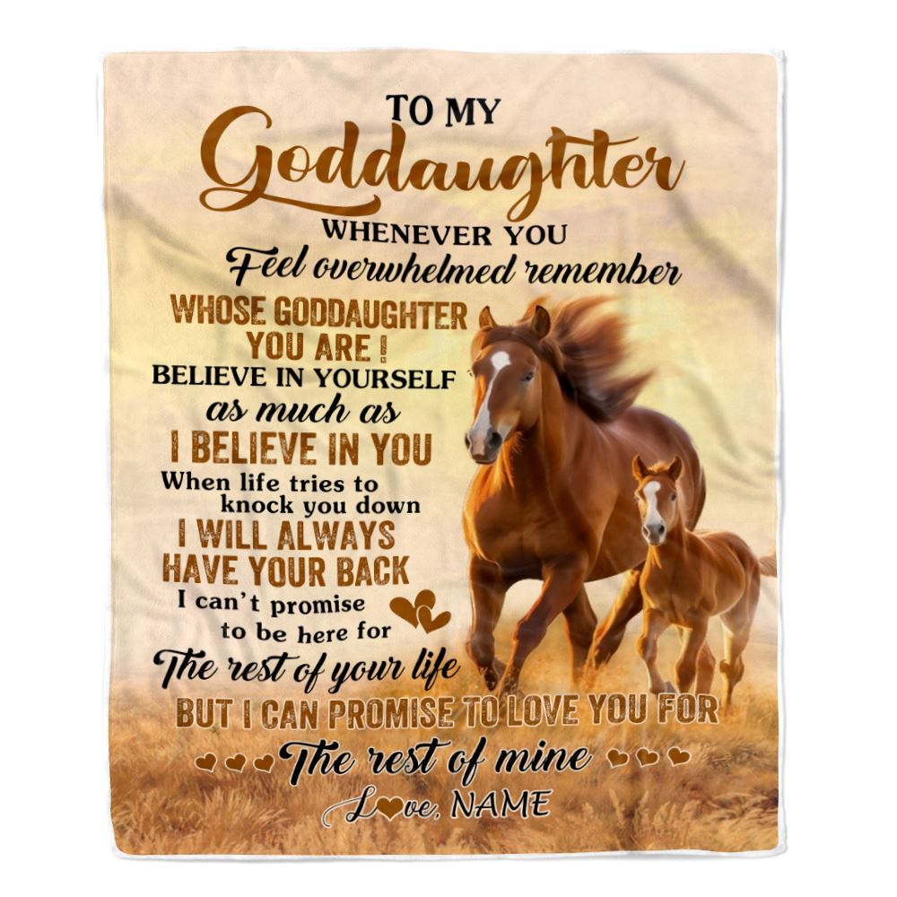 Personalized To My Goddaughter Blanket From Godmother Uncle Whenever You Feel Horse Goddaughter Birthday Gifts Graduation Christmas Customized Fleece Blanket | teecentury