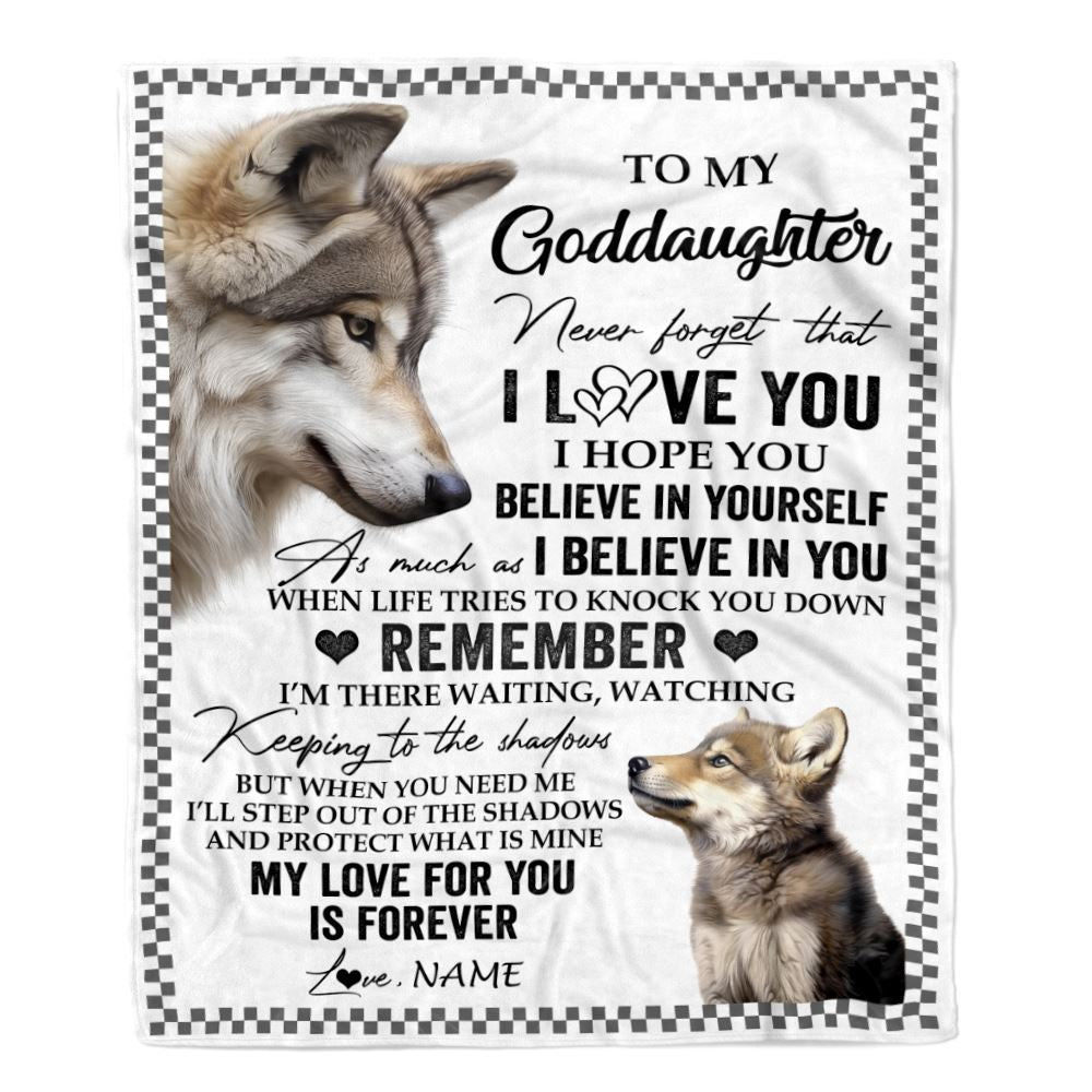 Personalized To My Goddaughter Blanket From Godmother Uncle Wolf My Love For You Is Forever Goddaughter Birthday Gifts Christmas Customized Fleece Blanket | teecentury