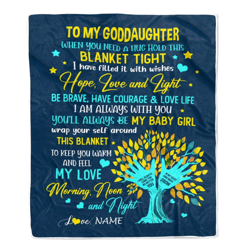 Personalized To My Goddaughter Blanket From Godmother When You Need A Hug Baby Girl Goddaughter Birthday Graduation Christmas Customized Fleece Blanket | teecentury