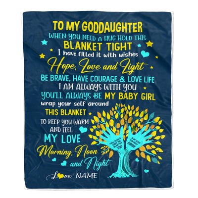 Personalized To My Goddaughter Blanket From Godmother When You Need A Hug Baby Girl Goddaughter Birthday Graduation Christmas Customized Fleece Blanket | teecentury