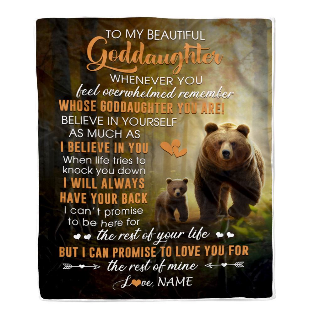 Personalized To My Goddaughter Blanket From Godmother Whenever You Feel Bear Goddaughter Birthday Gifts Graduation Christmas Customized Fleece Throw Blanket | teecentury