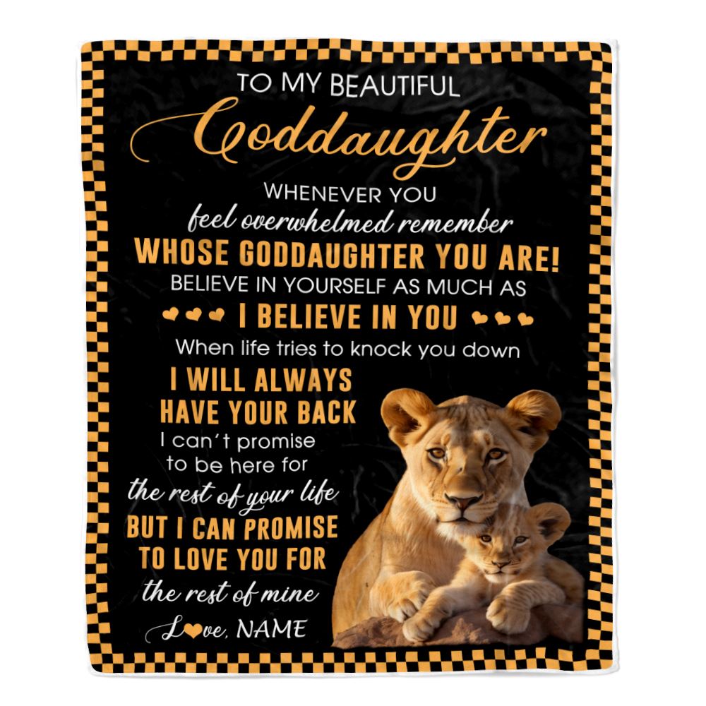 Personalized To My Goddaughter Blanket From Godmother Whenever You Feel Lion Goddaughter Birthday Gifts Graduation Christmas Customized Fleece Throw Blanket | teecentury