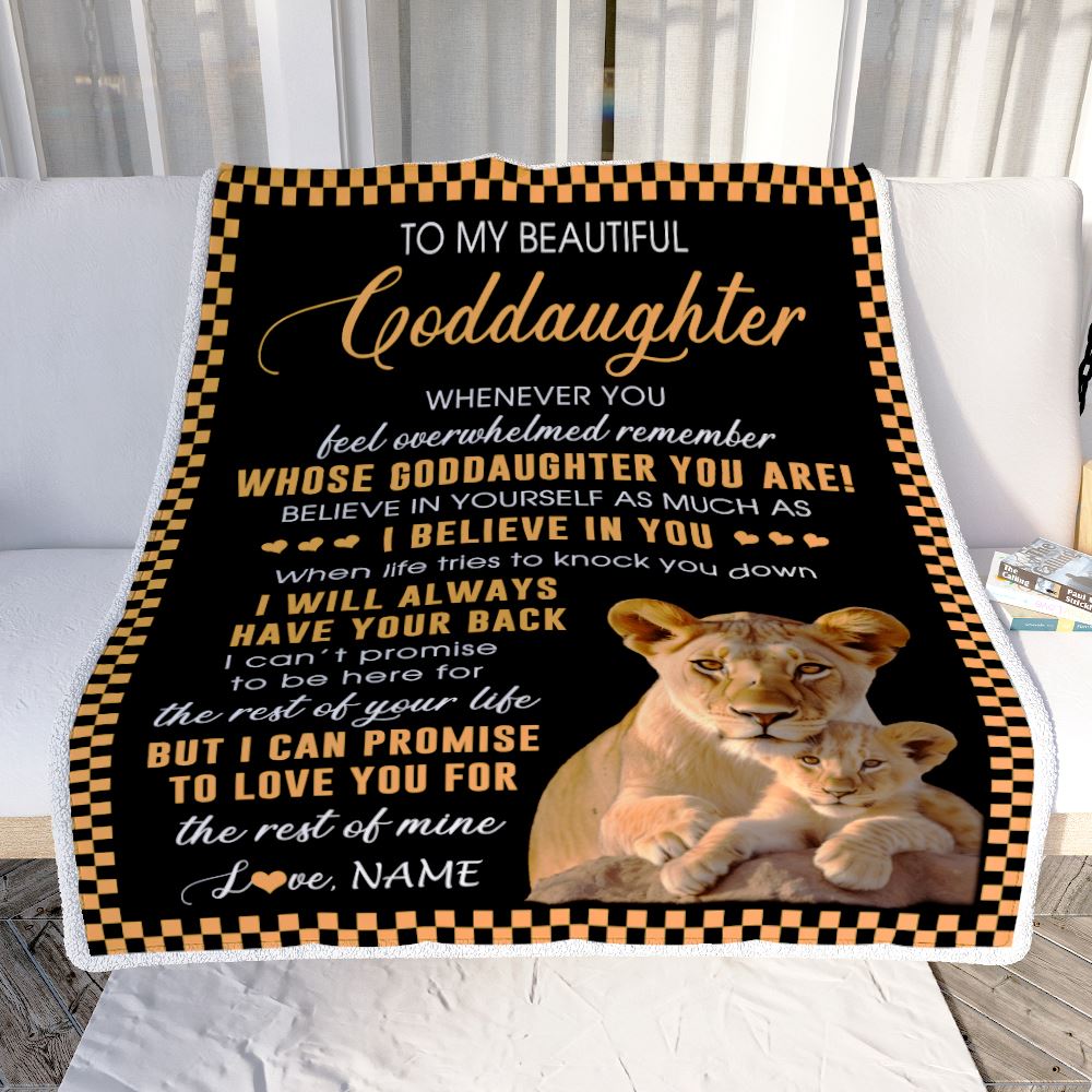 Personalized To My Goddaughter Blanket From Godmother Whenever You Feel Lion Goddaughter Birthday Gifts Graduation Christmas Customized Fleece Throw Blanket | teecentury