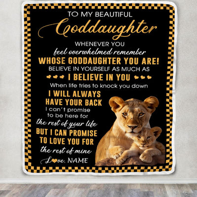 Personalized To My Goddaughter Blanket From Godmother Whenever You Feel Lion Goddaughter Birthday Gifts Graduation Christmas Customized Fleece Throw Blanket | teecentury