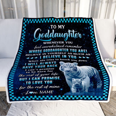 Personalized To My Goddaughter Blanket From Godmother Whenever You Feel White Tiger Goddaughter Birthday Gifts Graduation Christmas Customized Fleece Blanket | teecentury