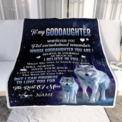 Personalized To My Goddaughter Blanket From Godmother Whenever You Feel Wolf Goddaughter Birthday Gifts Graduation Christmas Customized Fleece Blanket | teecentury
