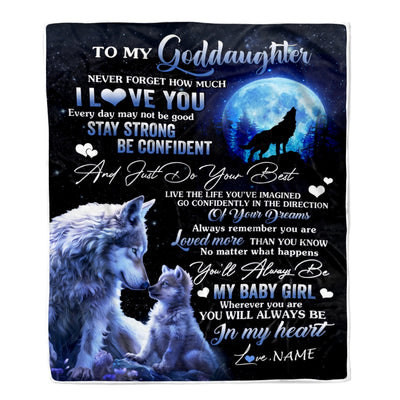 Personalized To My Goddaughter Blanket From Godmother Wolf Never Forget How Much I Love You Goddaughter Birthday Christmas Customized Bed Fleece Blanket | teecentury
