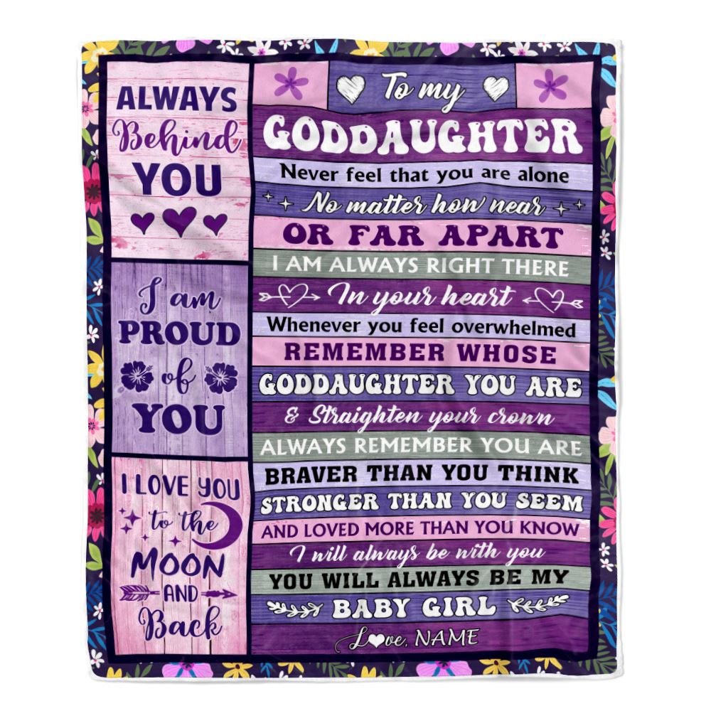 Personalized To My Goddaughter Blanket From Godmother Wood Never Feel Alone Goddaughter Gifts Birthday Graduation Christmas Customized Fleece Blanket | teecentury