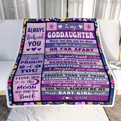 Personalized To My Goddaughter Blanket From Godmother Wood Never Feel Alone Goddaughter Gifts Birthday Graduation Christmas Customized Fleece Blanket | teecentury