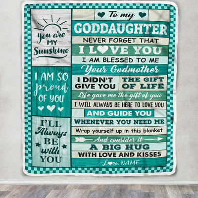 Personalized To My Goddaughter Blanket From Godmother Wood Never Forget That I Love You Birthday Gift For Goddaughter Christmas Customized Fleece Blanket | teecentury