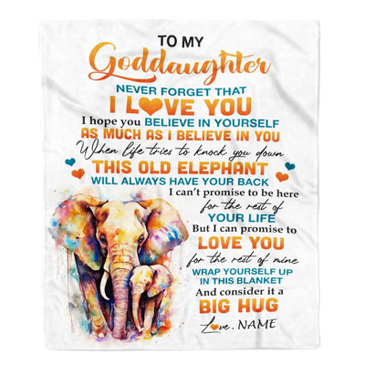 Personalized To My Goddaughter Blanket Gift From Godmother Aunt This Old Elephant Love You Goddaughter Birthday Graduation Christmas Customized Fleece Blanket | teecentury
