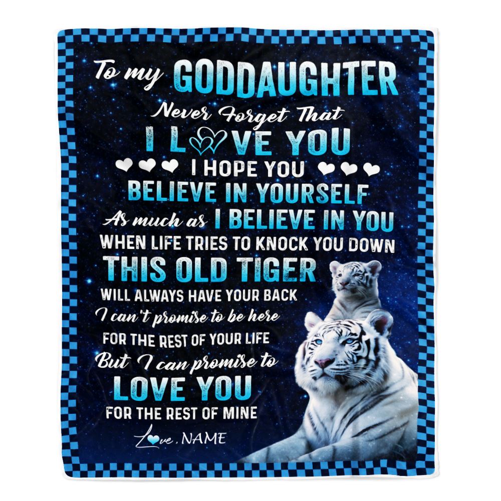 Personalized To My Goddaughter Blanket Gift From Godmother Aunt This Old Tiger Love You Goddaughter Birthday Graduation Christmas Customized Fleece Blanket | teecentury