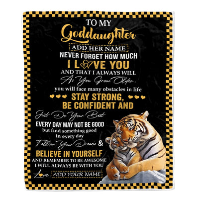 Personalized To My Goddaughter Blanket Tiger I Love You Forever From Godmother Goddaughter Birthday Gifts Christmas Graduation Customized Fleece Blanket | teecentury