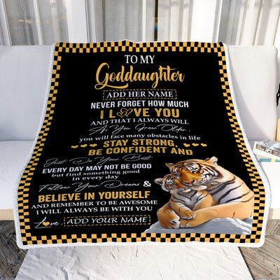 Personalized To My Goddaughter Blanket Tiger I Love You Forever From Godmother Goddaughter Birthday Gifts Christmas Graduation Customized Fleece Blanket | teecentury