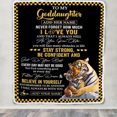 Personalized To My Goddaughter Blanket Tiger I Love You Forever From Godmother Goddaughter Birthday Gifts Christmas Graduation Customized Fleece Blanket | teecentury