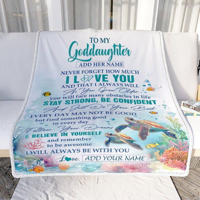 Personalized To My Goddaughter Blanket Turtle I Love You Forever From Godmother Goddaughter Birthday Gifts Christmas Graduation Customized Fleece Blanket | teecentury