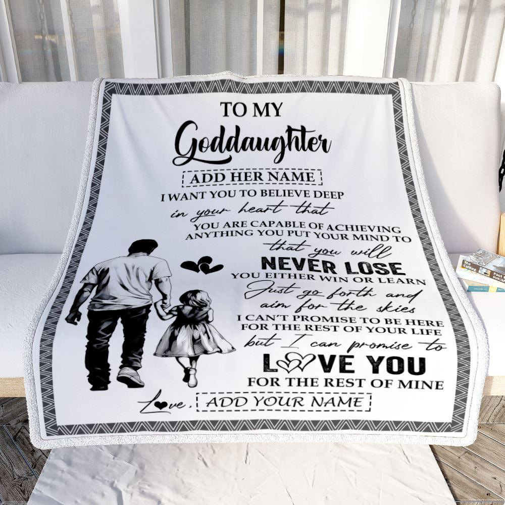 Personalized To My Goddaughter Blanket You Will Never Lose From Godfather Uncle Goddaughter Birthday Gifts Graduation Christmas Customized Fleece Blanket | teecentury