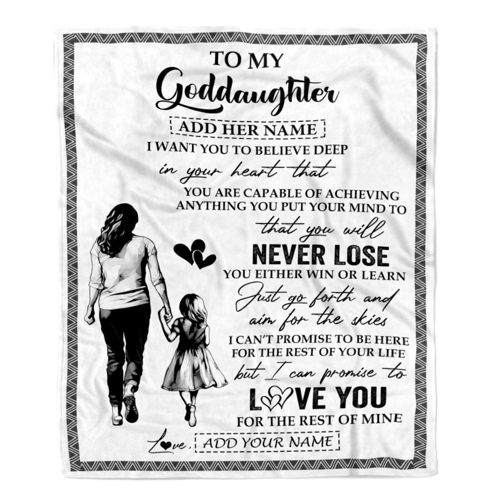 Personalized To My Goddaughter Blanket You Will Never Lose From Godmother Aunt Goddaughter Birthday Gifts Graduation Christmas Customized Fleece Blanket | teecentury