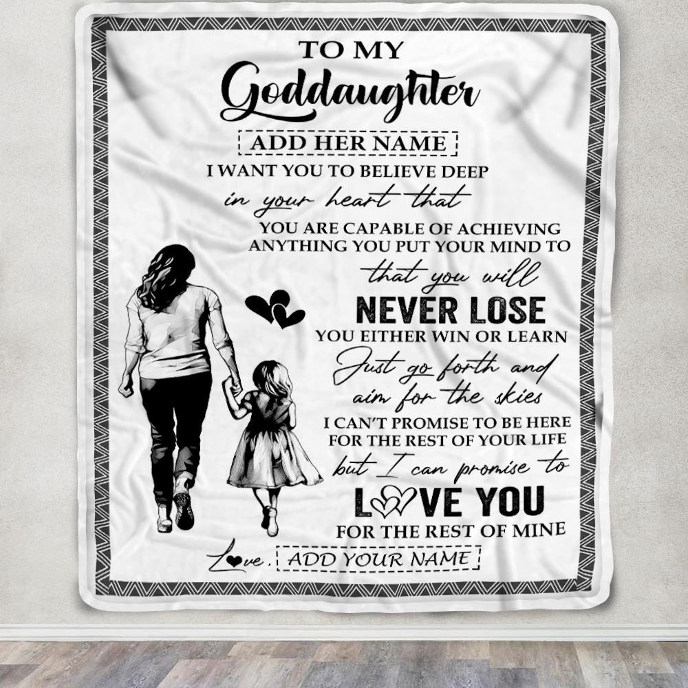 Personalized To My Goddaughter Blanket You Will Never Lose From Godmother Aunt Goddaughter Birthday Gifts Graduation Christmas Customized Fleece Blanket | teecentury