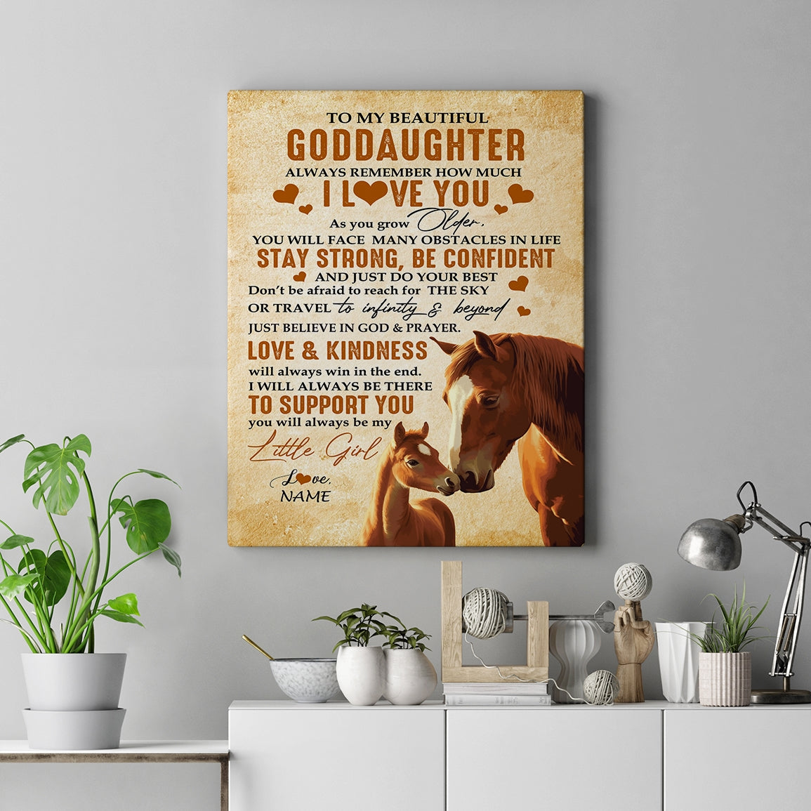Personalized To My Goddaughter Canvas From Godfather Aunt Always Remember I Love You Horse Goddaughter Birthday Gifts Christmas Custom Wall Art Print Framed Canvas | teecentury