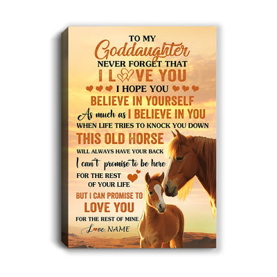 Personalized To My Goddaughter Canvas From Godfather Aunt This Old Horse Love You Goddaughter Birthday Gifts Graduation Christmas Custom Wall Art Print Framed Canvas | teecentury