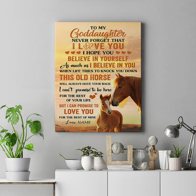 Personalized To My Goddaughter Canvas From Godfather Aunt This Old Horse Love You Goddaughter Birthday Gifts Graduation Christmas Custom Wall Art Print Framed Canvas | teecentury