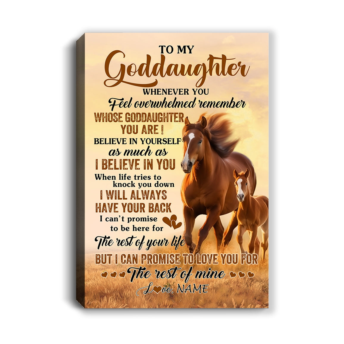 Personalized To My Goddaughter Canvas From Godfather Aunt Whenever You Feel Horse Goddaughter Birthday Gifts Graduation Christmas Custom Wall Art Print Framed Canvas | teecentury