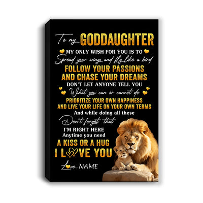 Personalized To My Goddaughter Canvas From Godfather Lion My Only Wish For You Goddaughter Birthday Gifts Graduation Christmas Custom Wall Art Print Framed Canvas | teecentury