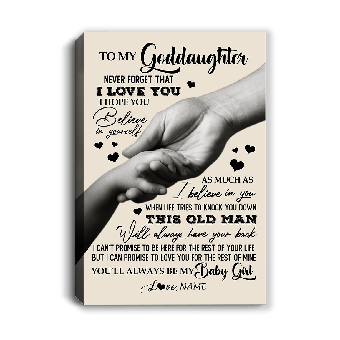 Personalized To My Goddaughter Canvas From Godfather Never Forget That I Love You Goddaughter For Birthday Gifts Christmas Custom Wall Art Print Framed Canvas | teecentury