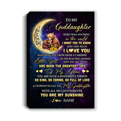Personalized To My Goddaughter Canvas From Godfather Positive Energy Encourage Brave Little Bear Goddaughter Birthday Christmas Custom Wall Art Print Framed Canvas | teecentury