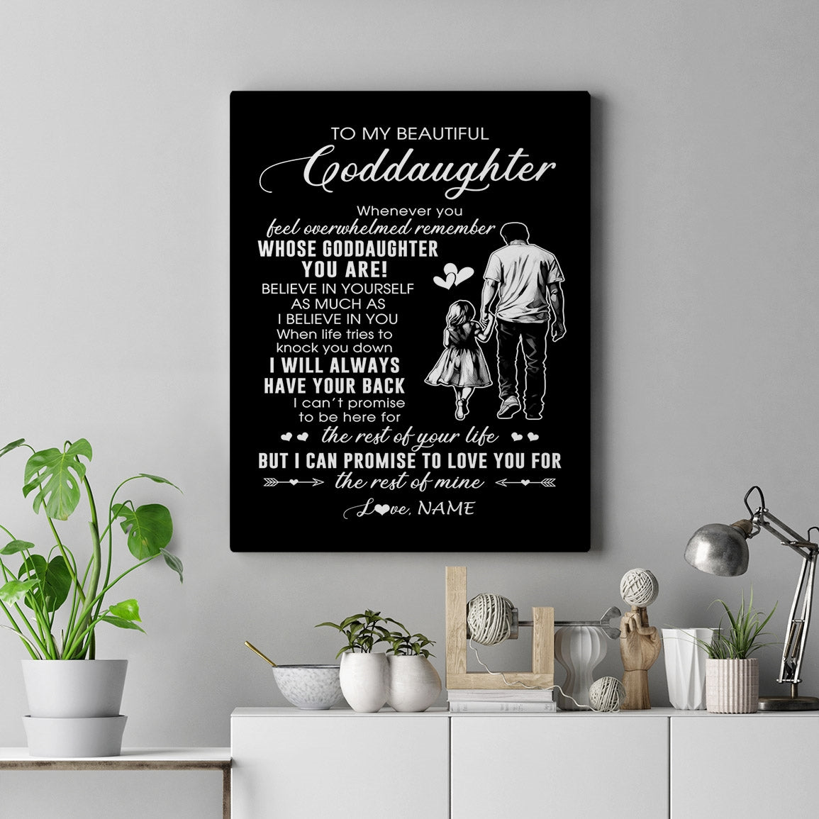 Personalized To My Goddaughter Canvas From Godfather Whenever You Feel Overwhelmed Goddaughter Birthday Gifts Christmas Custom Wall Art Print Framed Canvas | teecentury
