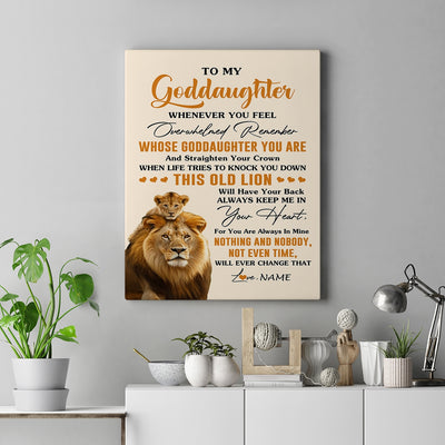 Personalized To My Goddaughter Canvas From Godfather Whenever You Fell Overwhelmed Lion Goddaughter Birthday Gifts Christmas Customized Fleece Canvas | teecentury