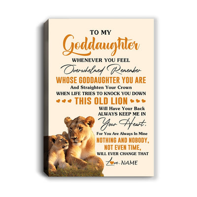 Personalized To My Goddaughter Canvas From Godmother Whenever You Fell Overwhelmed Lion Goddaughter Birthday Gifts Christmas Customized Fleece Canvas | teecentury