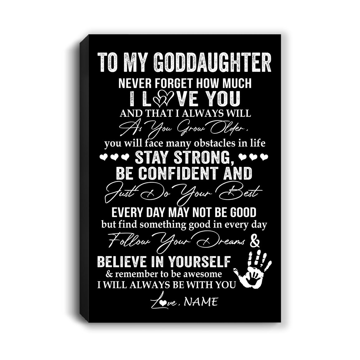 Personalized To My Goddaughter Canvas I Love You Forever From Godmother Godfather Goddaughter Birthday Gifts Christmas Graduation Custom Wall Art Print Framed Canvas | teecentury