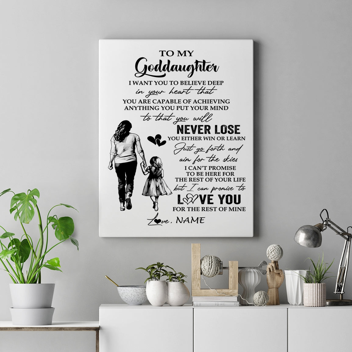 Personalized To My Goddaughter Canvas You Will Never Lose From Godmother Aunt Goddaughter Birthday Gifts Graduation Christmas Custom Wall Art Print Framed Canvas | teecentury
