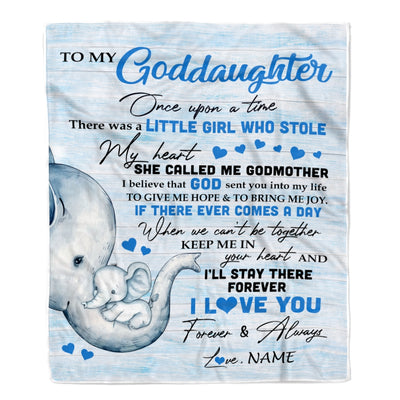 Personalized To My Goddaughter Elephant Blanket From Godmother I'll Stay There Forever Goddaughter Birthday Christmas Customized Bed Quilt Fleece Throw Blanket | teecentury