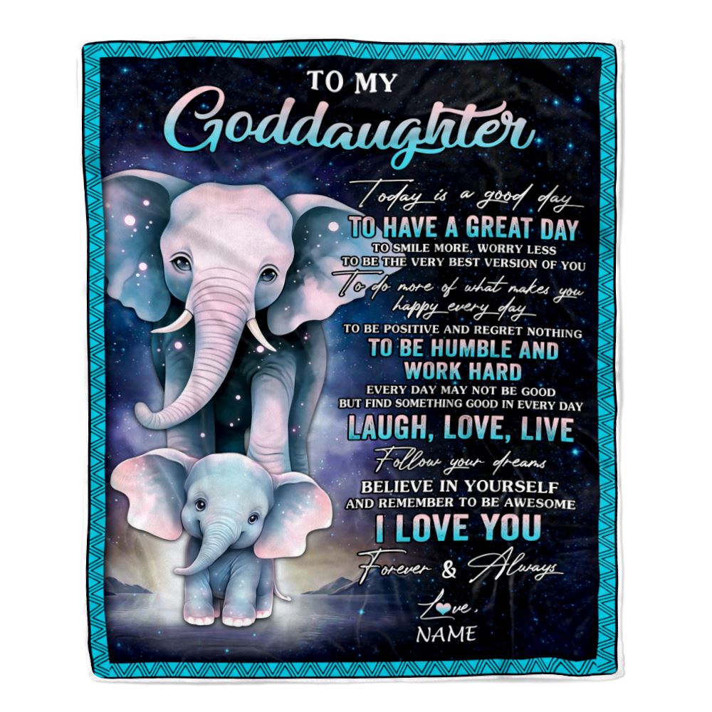 Personalized To My Goddaughter Elephant Blanket From Godmother Uncle Every Day Laugh Love Live Goddaughter Birthday Gifts Christmas Customized Fleece Blanket | teecentury