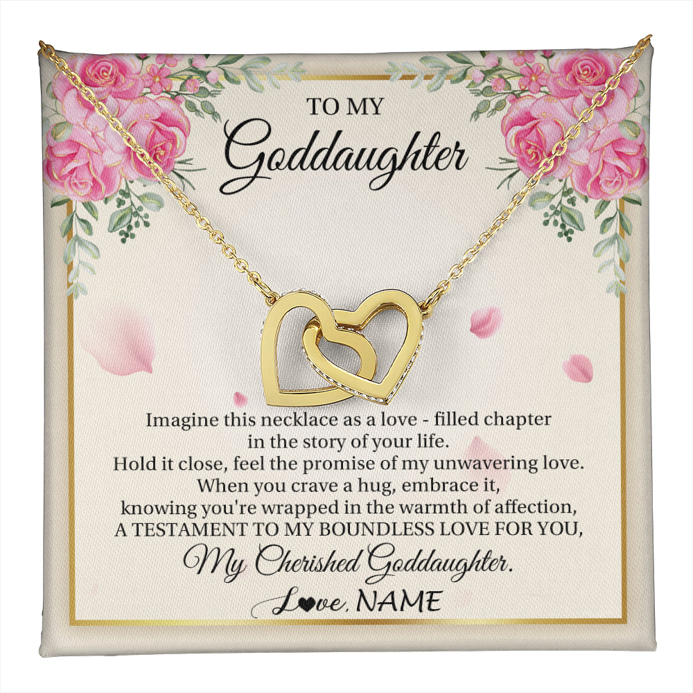 Interlocking Hearts Necklace 18K Yellow Gold Finish | 1 | Personalized To My Goddaughter From Aunt Imagine This Necklace As A Love Goddaughter Birthday Graduation Christmas Customized Gift Box Message Card | teecentury