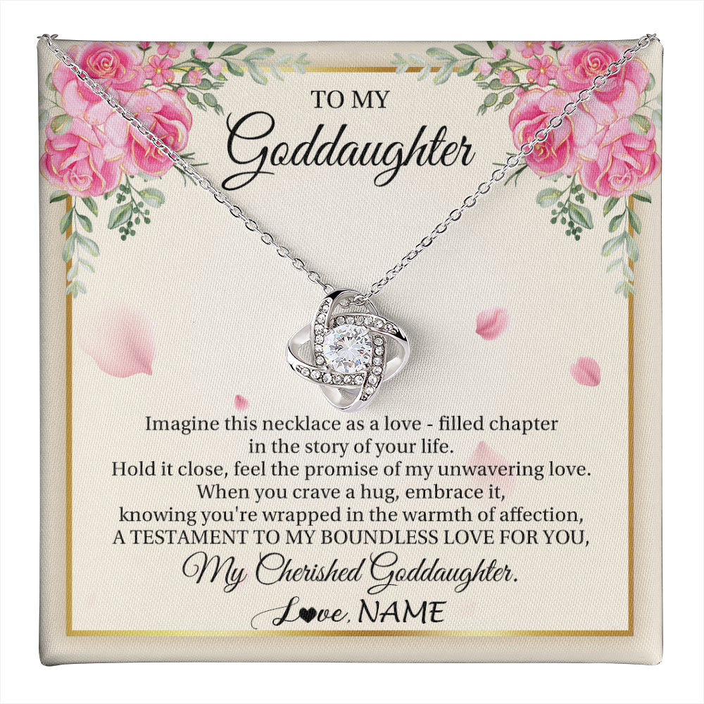 Love Knot Necklace 14K White Gold Finish | 1 | Personalized To My Goddaughter From Aunt Imagine This Necklace As A Love Goddaughter Birthday Graduation Christmas Customized Gift Box Message Card | teecentury