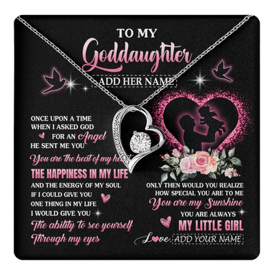 Forever Love Necklace 14K White Gold Finish | 1 | Personalized To My Goddaughter From Godfather Necklace Once Upon A Time Birthday Graduation Gifts For Goddaughter Gifts Christmas Custom Gift Box Message Card | teecentury.myshopify