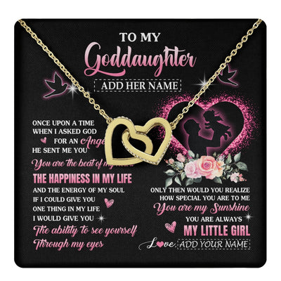 Interlocking Hearts Necklace 18K Yellow Gold Finish | 1 | Personalized To My Goddaughter From Godfather Necklace Once Upon A Time Birthday Graduation Gifts For Goddaughter Gifts Christmas Custom Gift Box Message Card | teecentury.myshopify