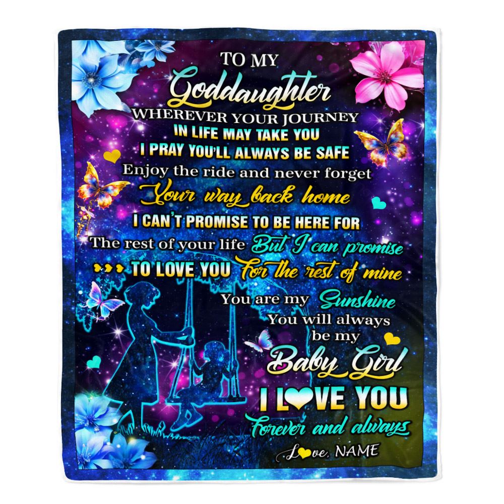 Personalized To My Goddaughter From Godmother Blanket Flower Wherever Your Journey Goddaughter Birthday Gifts Graduation Christmas Customized Fleece Blanket | teecentury