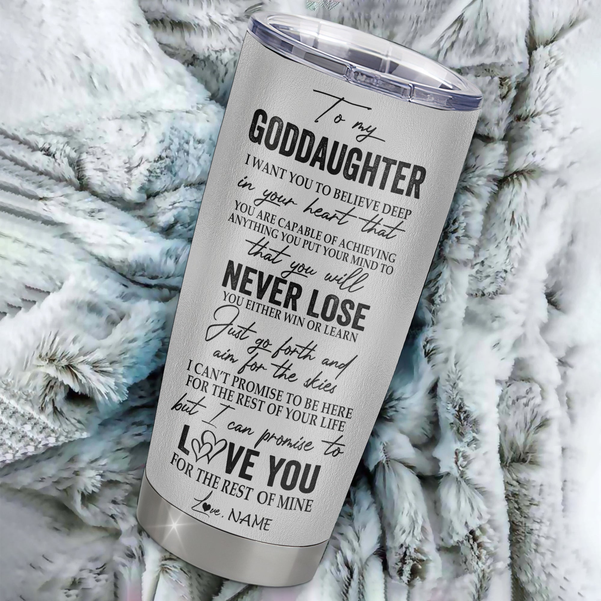 Personalized To My Goddaughter From Godmother Godfather Stainless Steel Tumbler Cup You Will Never Lose Wolf Goddaughter Birthday Graduation Christmas Travel Mug | teecentury