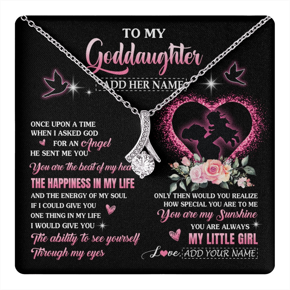 Alluring Beauty Necklace 14K White Gold Finish | 1 | Personalized To My Goddaughter From Godmother Necklace Once Upon A Time Birthday Graduation Gifts For Goddaughter Gifts Christmas Custom Gift Box Message Card | teecentury.myshopify