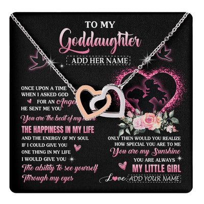Interlocking Hearts Necklace Stainless Steel & Rose Gold Finish | 1 | Personalized To My Goddaughter From Godmother Necklace Once Upon A Time Birthday Graduation Gifts For Goddaughter Gifts Christmas Custom Gift Box Message Card | teecentury.myshopify